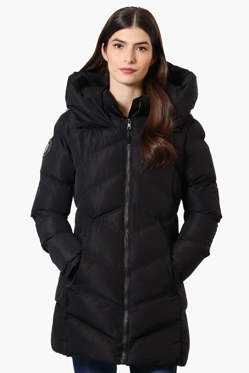 Canada Weather Gear Chevron Quilted Puffer Parka Jacket - Black - Womens Parka Jackets - Fairweather