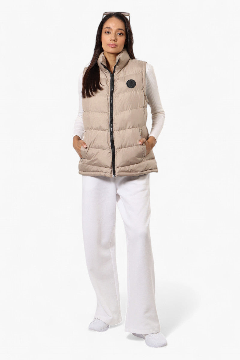 Super Triple Goose Solid Bubble Vest - Beige - Womens Vests - Fairweather