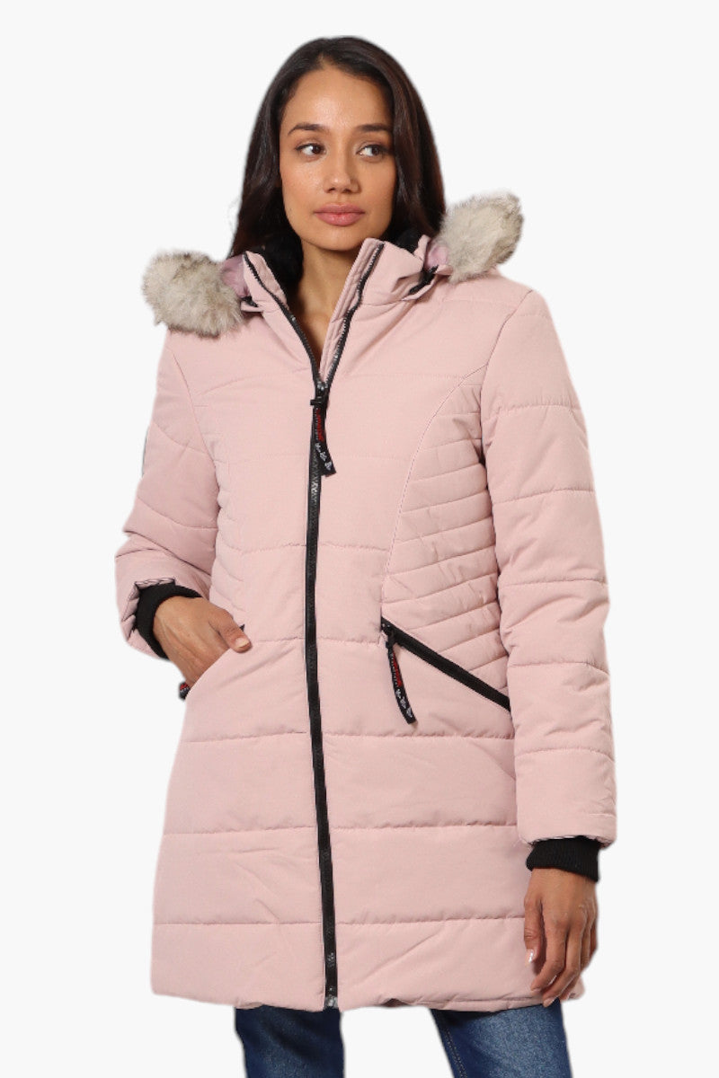 Canada Weather Gear Vegan Fur Hood Puffer Parka Jacket - Pink - Womens Parka Jackets - Fairweather