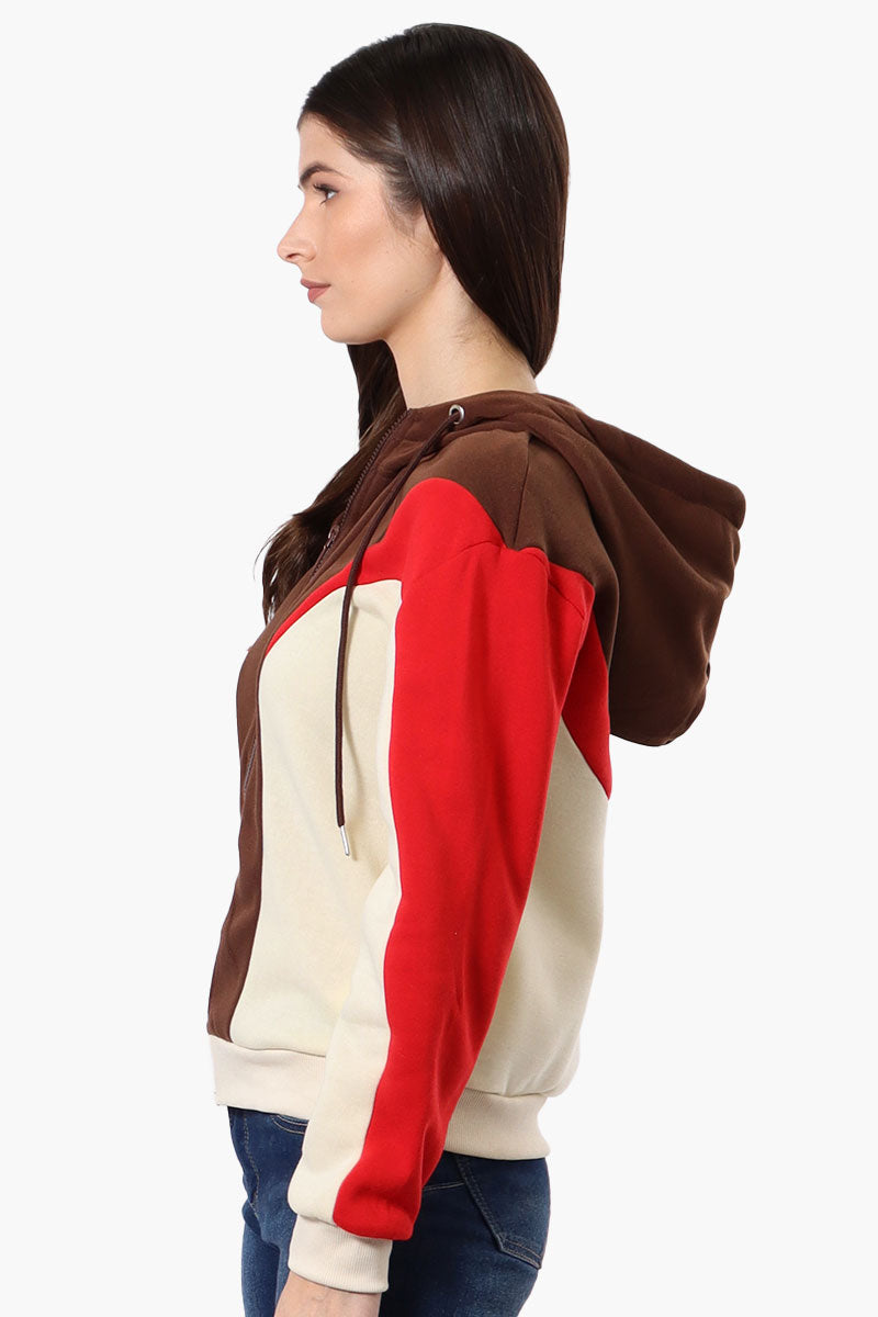 New Look Fleece Colour Block Hoodie - Brown - Womens Hoodies & Sweatshirts - Fairweather