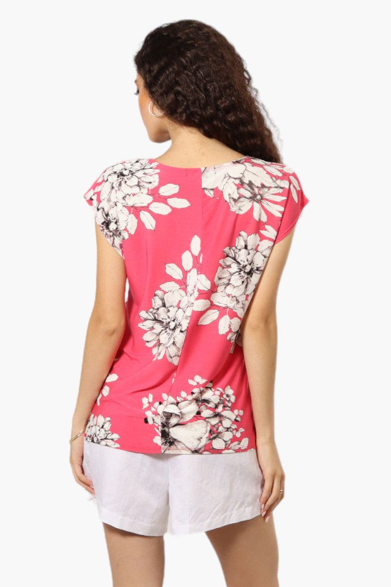 Impress Floral Cap Sleeve Tee - Pink - Womens Tees & Tank Tops - Fairweather