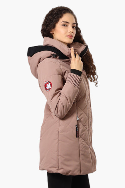 Canada Weather Gear Chevron Quilted Parka Jacket - Brown - Womens Parka Jackets - Fairweather