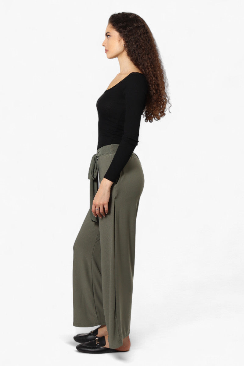 International INC Company Solid Belted Palazzo Pants - Olive - Womens Pants - Fairweather