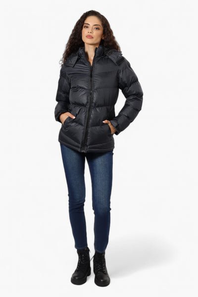 Canada Weather Gear Grid Pattern Bubble Bomber Jacket - Black - Womens Bomber Jackets - Fairweather