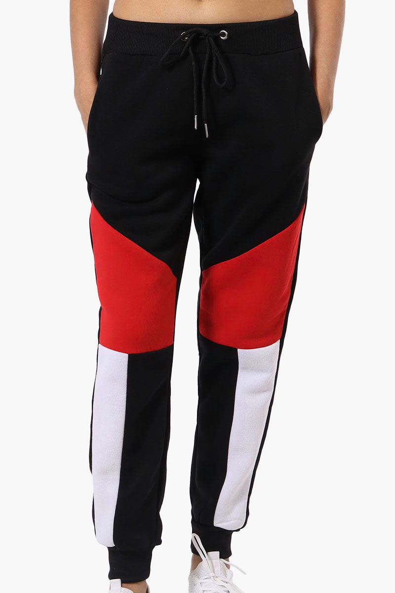 New Look Colour Block Fleece Joggers - Black - Womens Joggers & Sweatpants - Fairweather