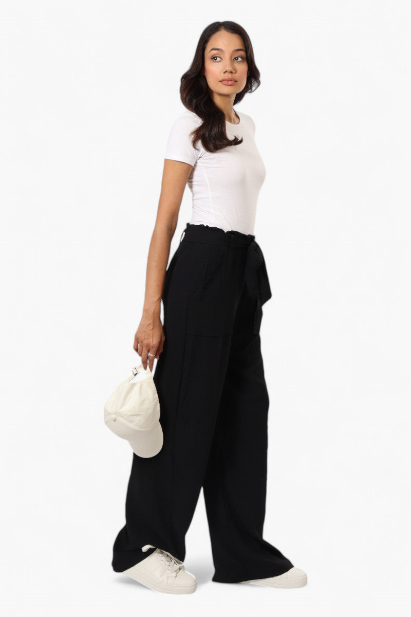 Urbanology Solid Belted Palazzo Pants - Black - Womens Pants - Fairweather