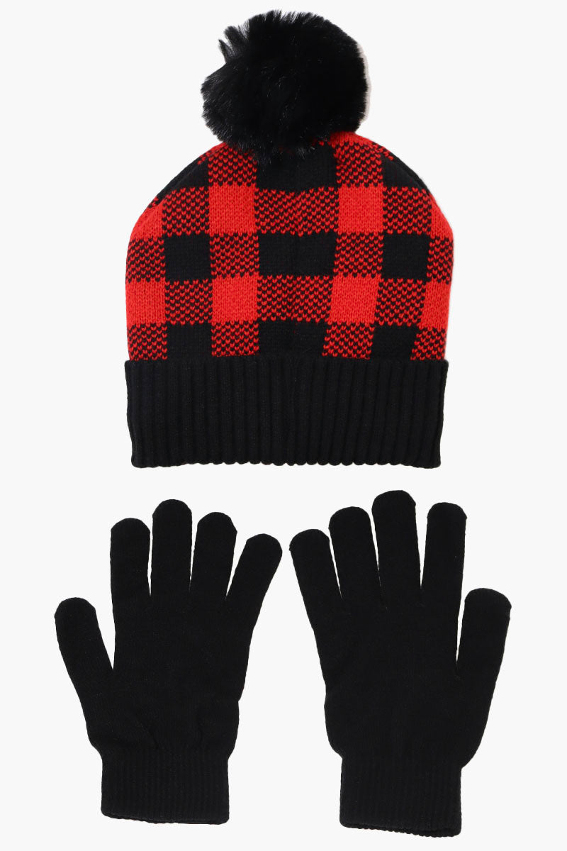 Canada Weather Gear Gloves Pom Pom Hat Set - Red - Womens Hats - Fairweather