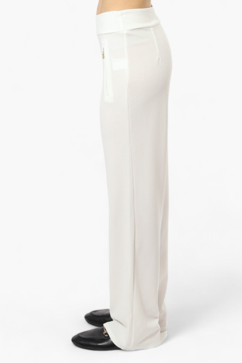 Limite Solid Basic Wide Leg Pants - White - Womens Pants - Fairweather