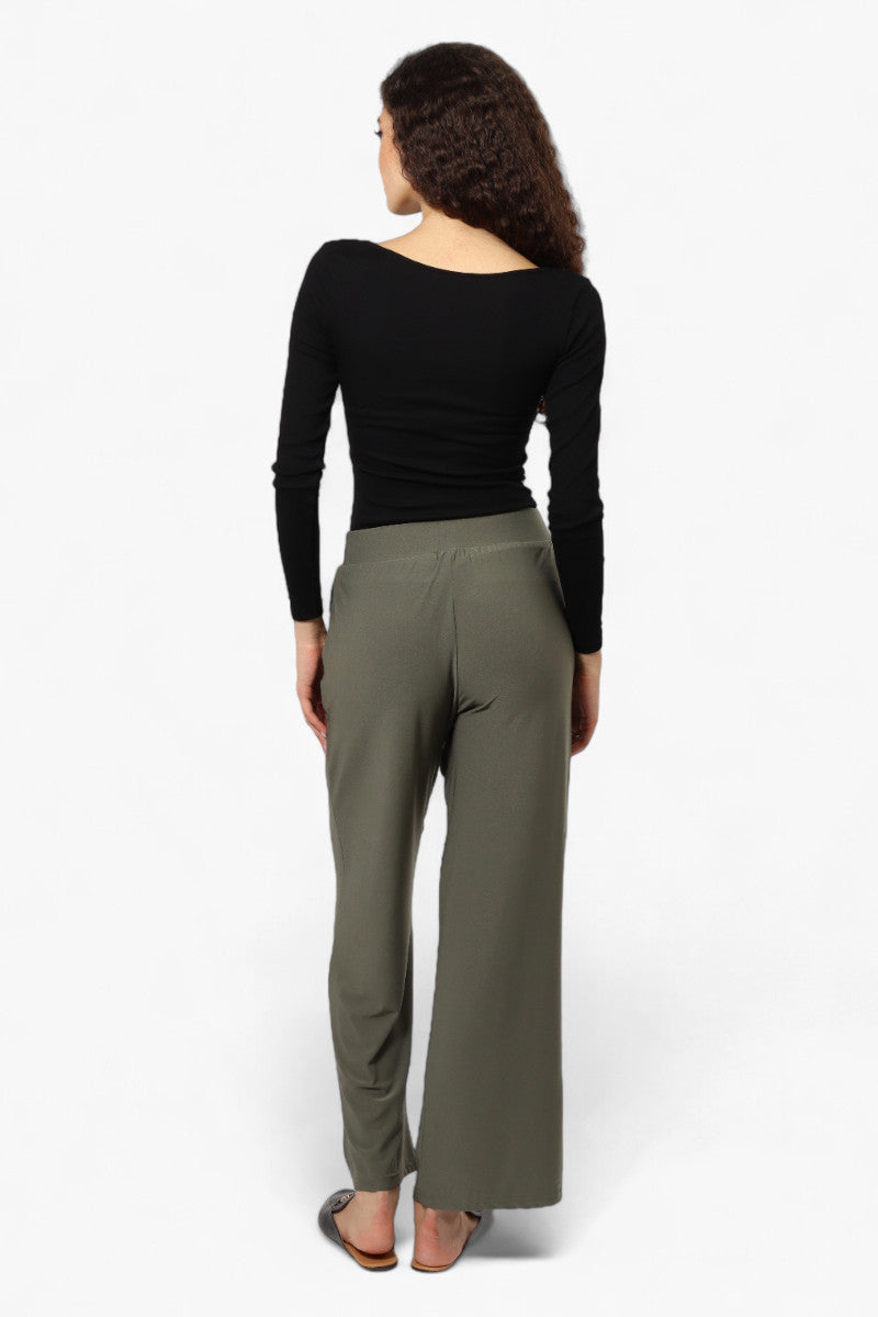 International INC Company Solid Belted Palazzo Pants - Olive - Womens Pants - Fairweather