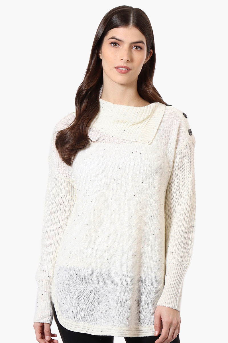 Beechers Brook Shoulder Button Split Neck Pullover Sweater - Cream - Womens Pullover Sweaters - Fairweather