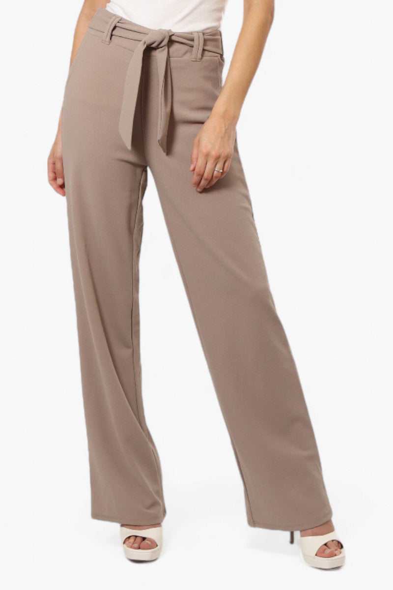 Limite Solid Belted Pants - Beige - Womens Pants - Fairweather