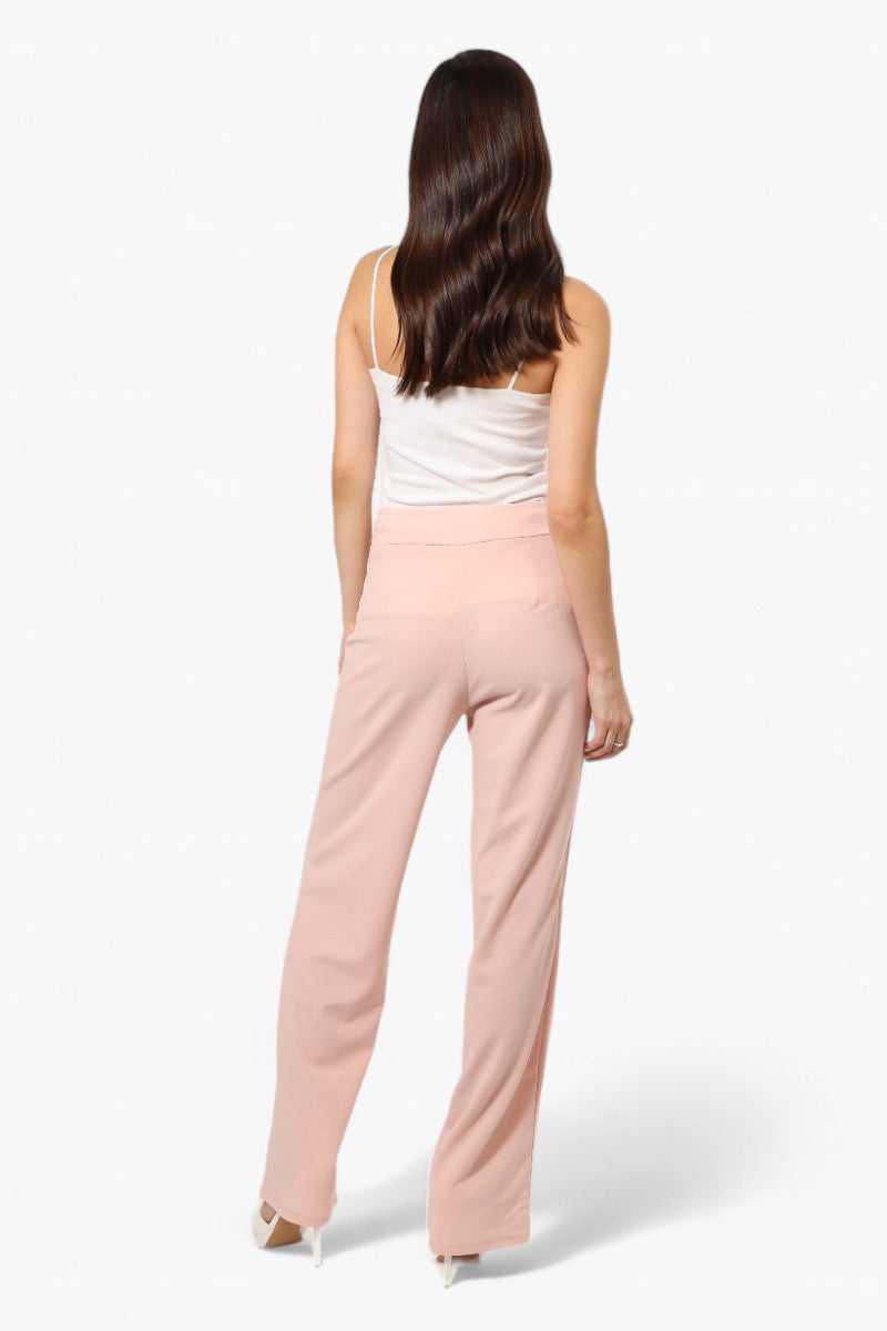 Limite Solid Belted Pants - Pink - Womens Pants - Fairweather