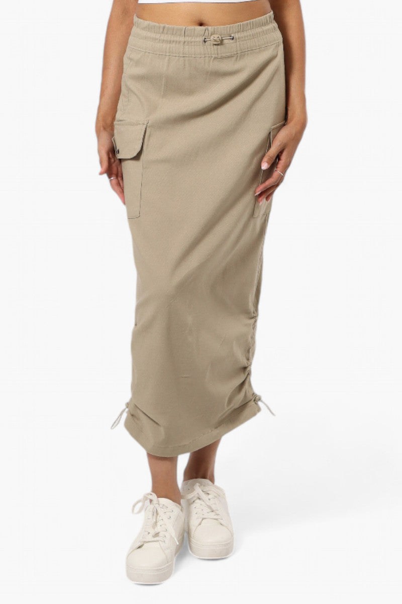 Urbanology Solid Cargo Pocket Midi Skirt - Beige - Womens Skirts - Fairweather