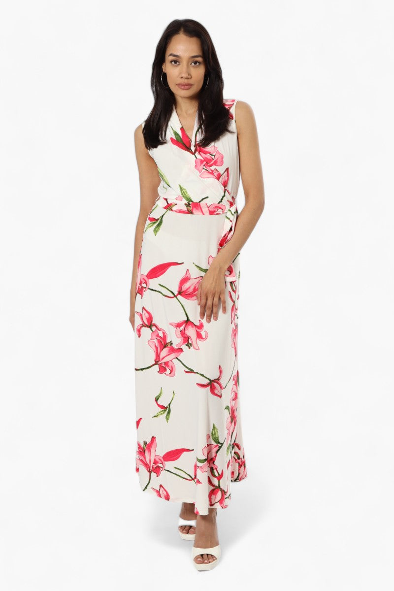 Beechers Brook Sleeveless Floral Crossover Maxi Dress - White - Womens Maxi Dresses - Fairweather