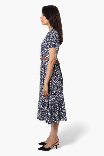 International INC Company Belted Floral Maxi Dress - Navy - Womens Maxi Dresses - Fairweather