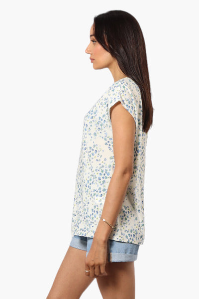 Impress Floral Cap Sleeve Tee - White - Womens Tees & Tank Tops - Fairweather