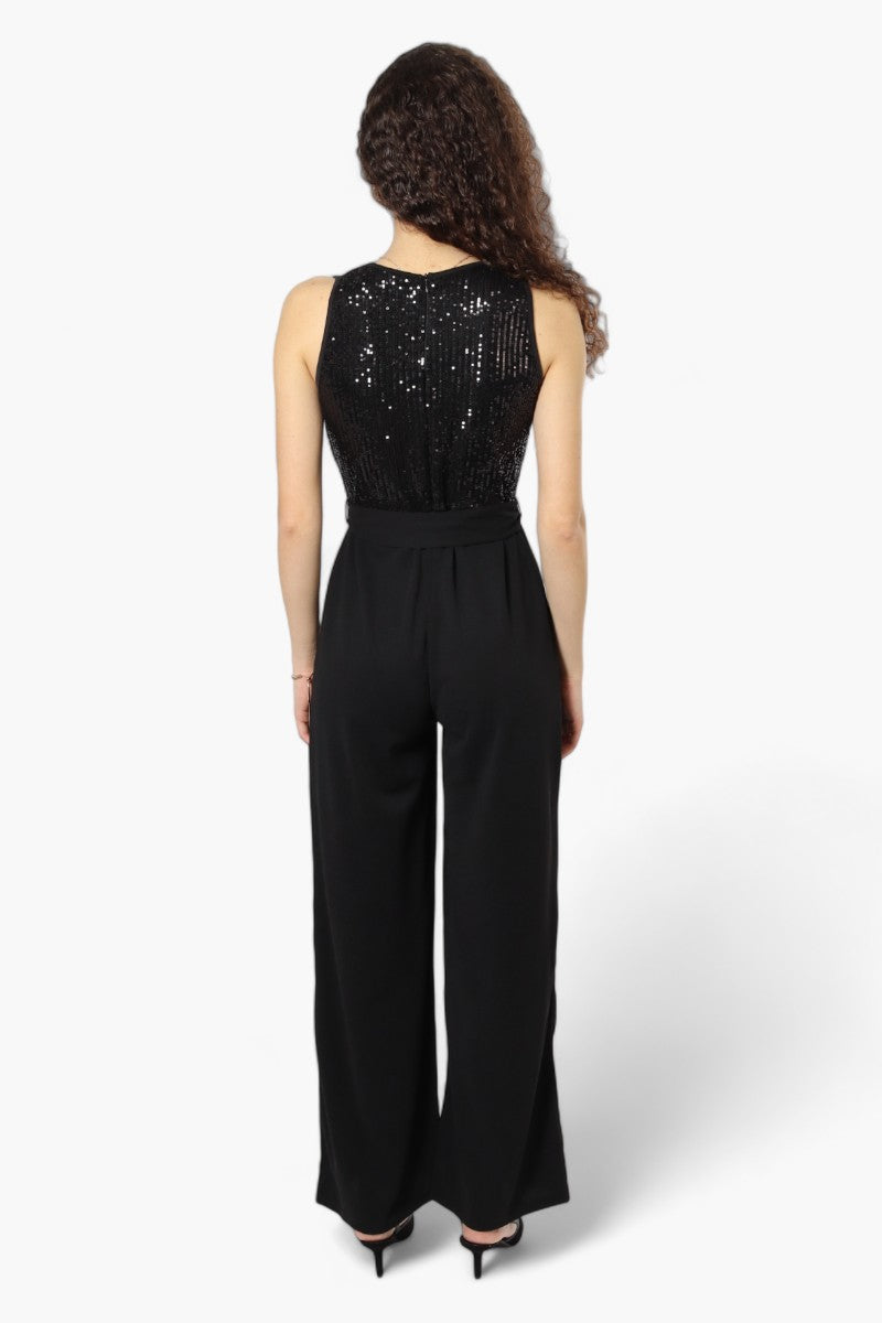 Limite Belted Sequin Top Jumpsuit - Black - Womens Jumpsuits & Rompers - Fairweather