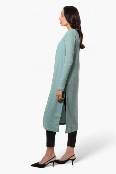 International INC Company Long Sleeve Side Slit Wrap Cardigan - Turquoise - Womens Cardigans - Fairweather