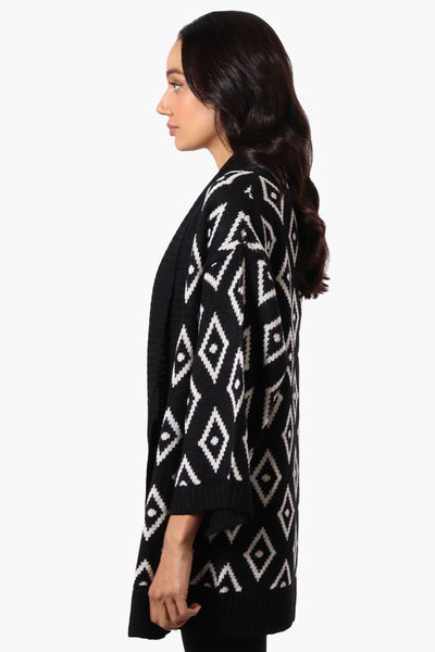 International INC Company Diamond Pattern Wrap Cardigan - Black - Womens Cardigans - Fairweather