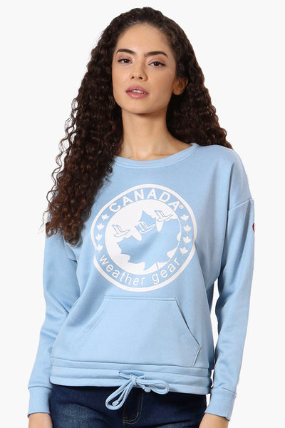 Canada Weather Gear Logo Drawstring Sweatshirt - Blue - Womens Hoodies & Sweatshirts - Fairweather