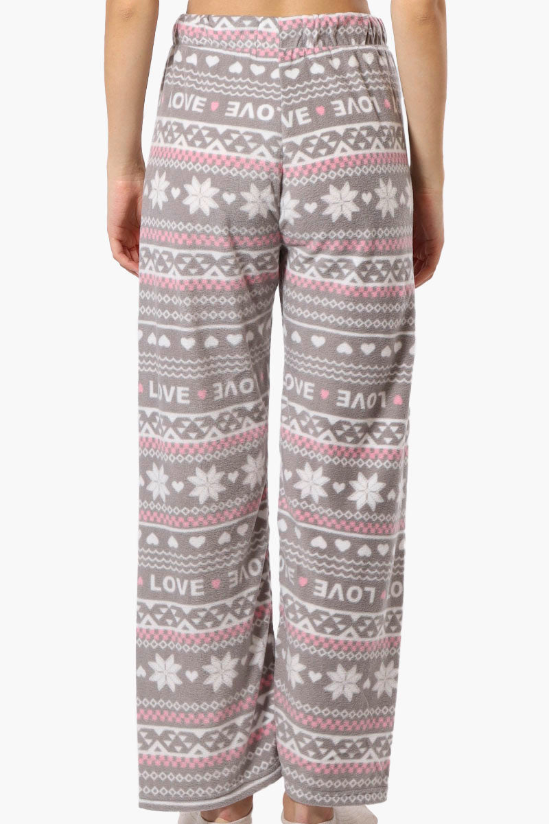 Canada Weather Gear Love Pattern Wide Leg Pajama Pants - Grey - Womens Pajamas - Fairweather