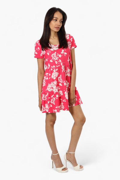 Majora Floral Tiered Short Sleeve Day Dress - Pink - Womens Day Dresses - Fairweather