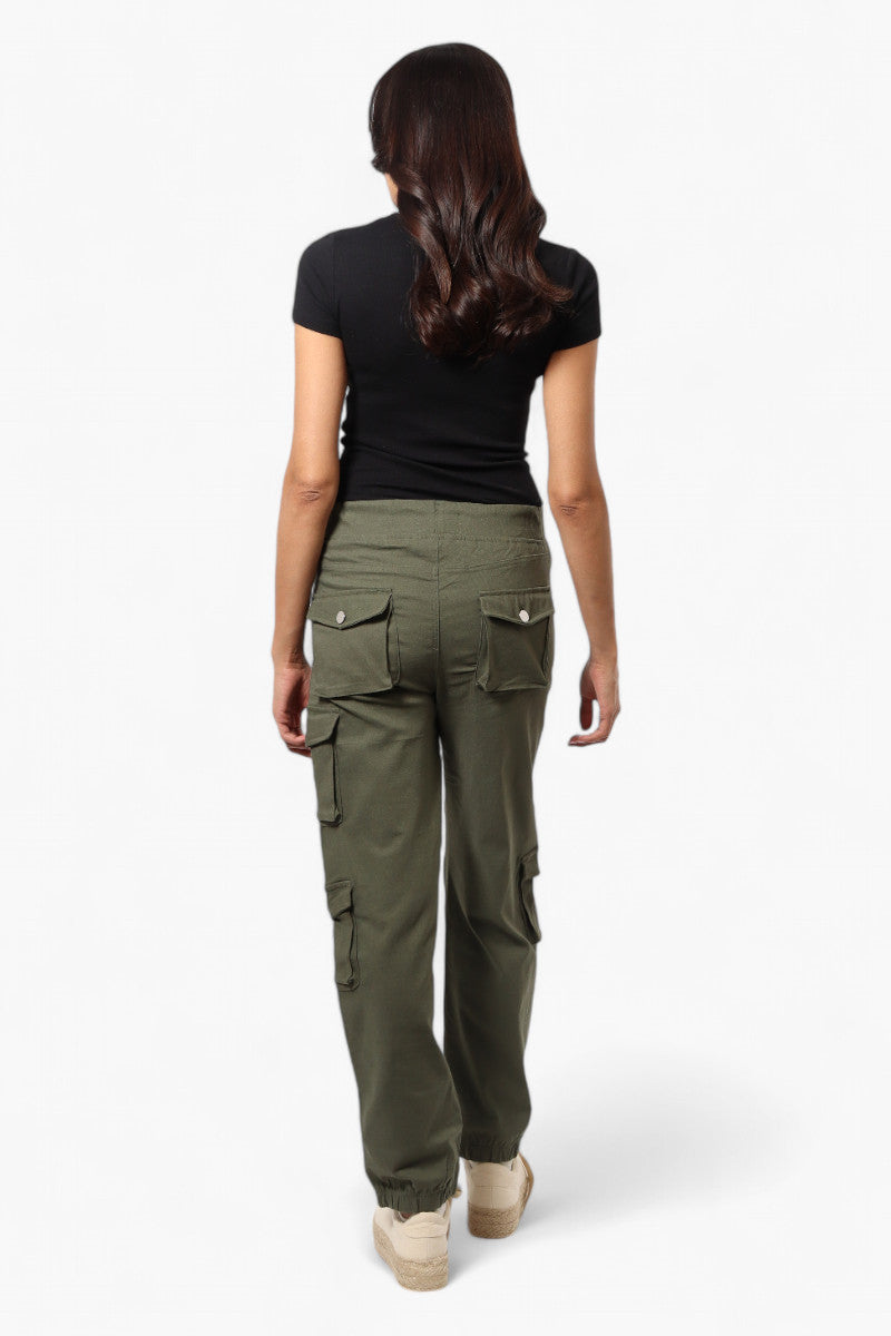 Urbanology Solid Tie Waist 5 Pocket Cargo Pants - Olive - Womens Pants - Fairweather