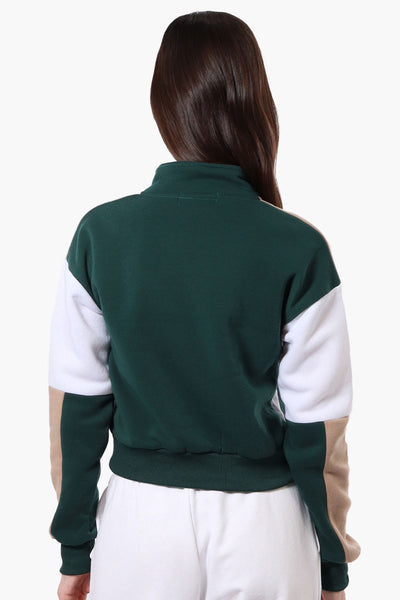 New Look Colour Block 1/4 Zip Sweatshirt - Green - Womens Hoodies & Sweatshirts - Fairweather