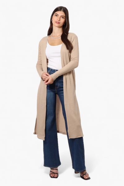 International INC Company Long Sleeve Side Slit Wrap Cardigan - Beige - Womens Cardigans - Fairweather