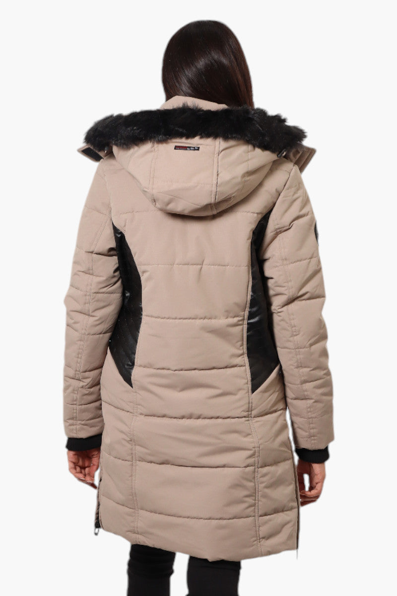 Canada Weather Gear Vegan Leather Insert Parka Jacket - Beige - Womens Parka Jackets - Fairweather