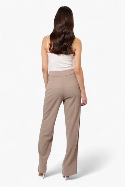 Limite Solid Belted Pants - Beige - Womens Pants - Fairweather