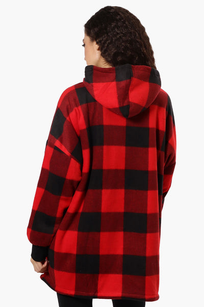 Cuddly Canuckies Plaid Oversized Pajama Hoodie - Red - Womens Pajamas - Fairweather