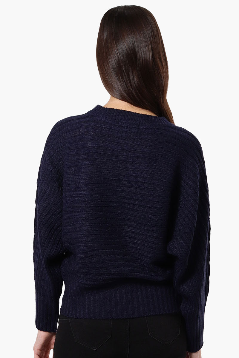 International INC Company Button Shoulder Pullover Sweater - Navy - Womens Pullover Sweaters - Fairweather