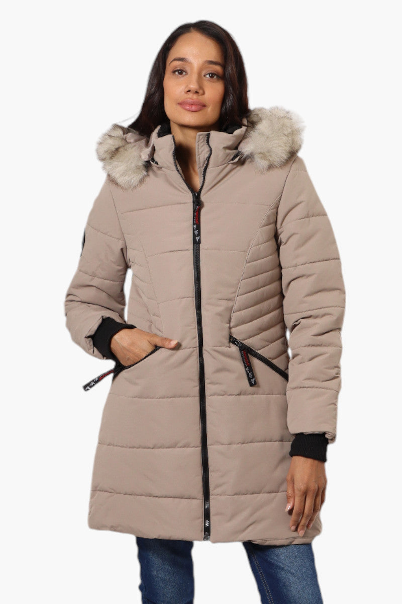 Canada Weather Gear Vegan Fur Hood Puffer Parka Jacket - Beige - Womens Parka Jackets - Fairweather