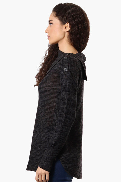 Beechers Brook Shoulder Button Split Neck Pullover Sweater - Black - Womens Pullover Sweaters - Fairweather