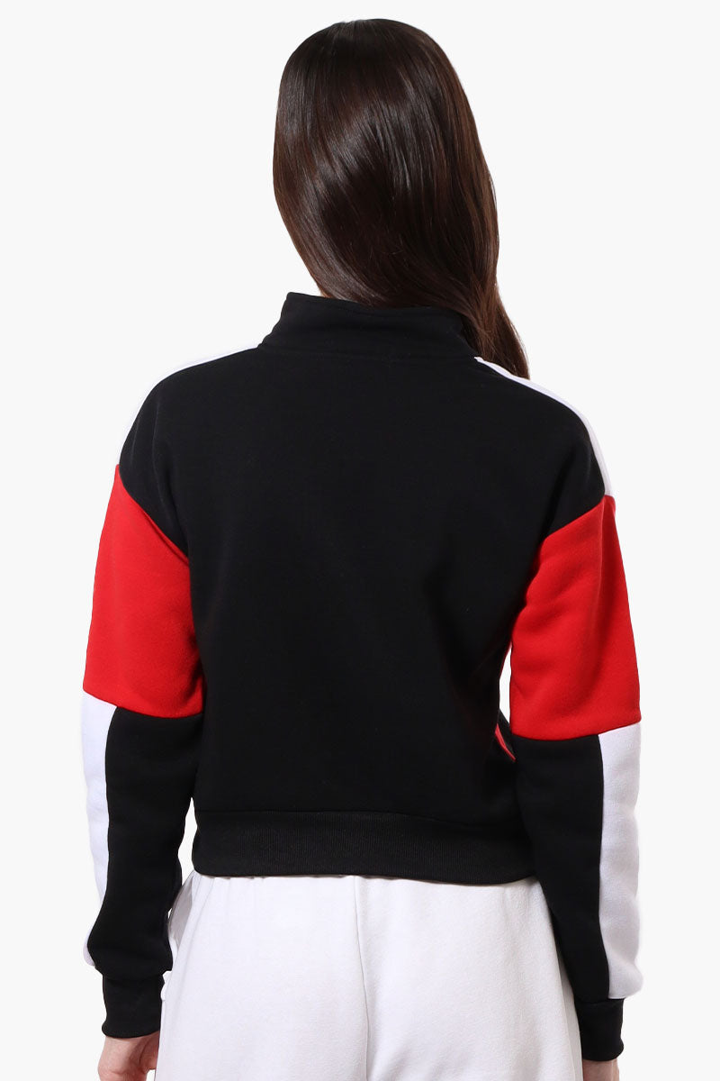 New Look Colour Block 1/4 Zip Sweatshirt - Black - Womens Hoodies & Sweatshirts - Fairweather