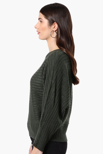 International INC Company Button Shoulder Pullover Sweater - Olive - Womens Pullover Sweaters - Fairweather