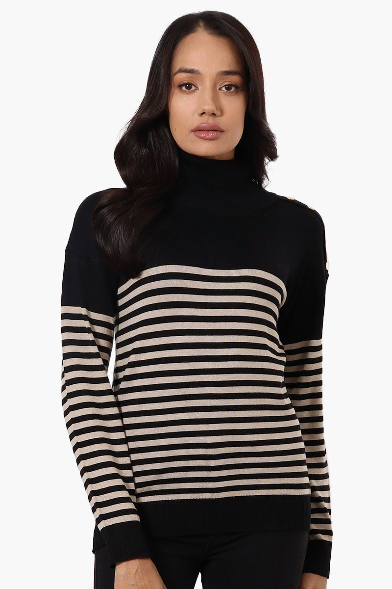 International INC Company Striped Turtleneck Pullover Sweater - Beige - Womens Pullover Sweaters - Fairweather