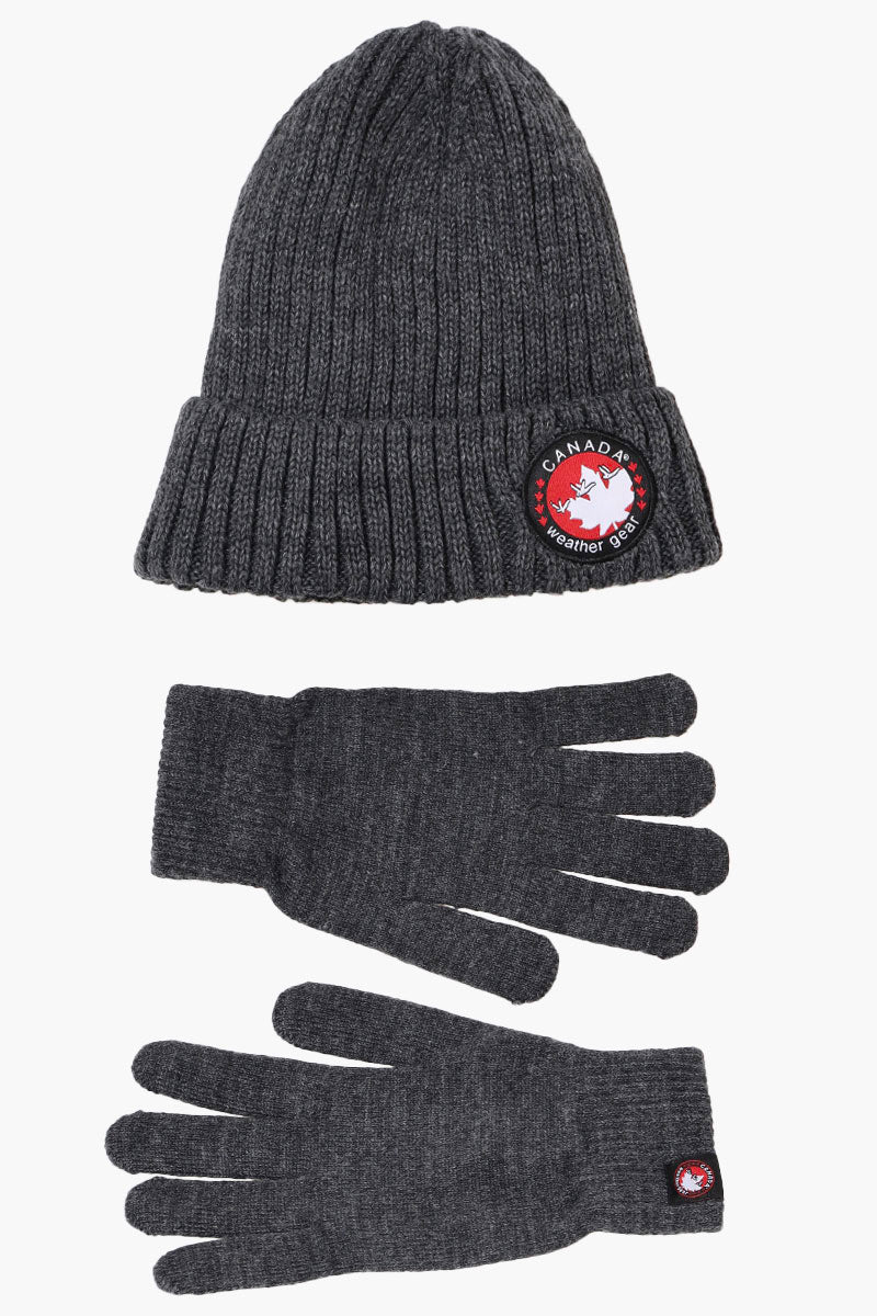 Canada Weather Gear Gloves Cuffed Beanie Hat Set - Grey - Womens Hats - Fairweather