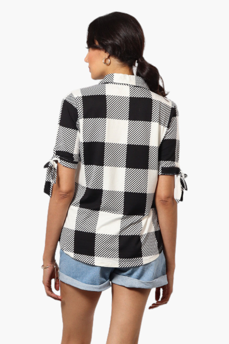 Urbanology Plaid Tie Sleeve Shirt - Black - Womens Shirts & Blouses - Fairweather