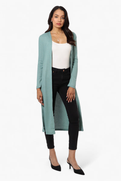 International INC Company Long Sleeve Side Slit Wrap Cardigan - Turquoise - Womens Cardigans - Fairweather