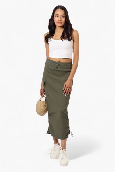 Urbanology Solid Cargo Pocket Midi Skirt - Green - Womens Skirts - Fairweather