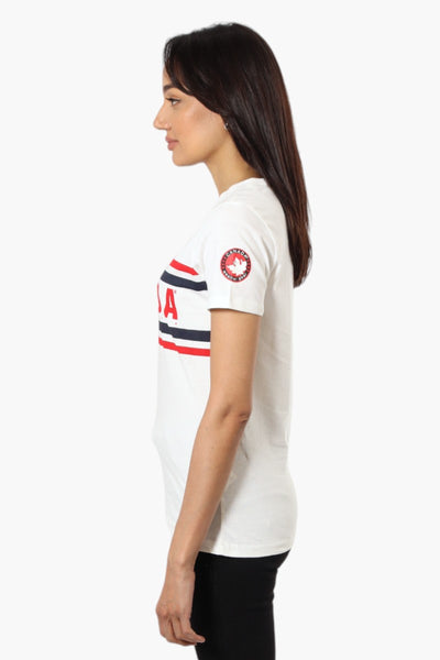 Canada Weather Gear Striped Canada Print Tee - White - Womens Tees & Tank Tops - Fairweather