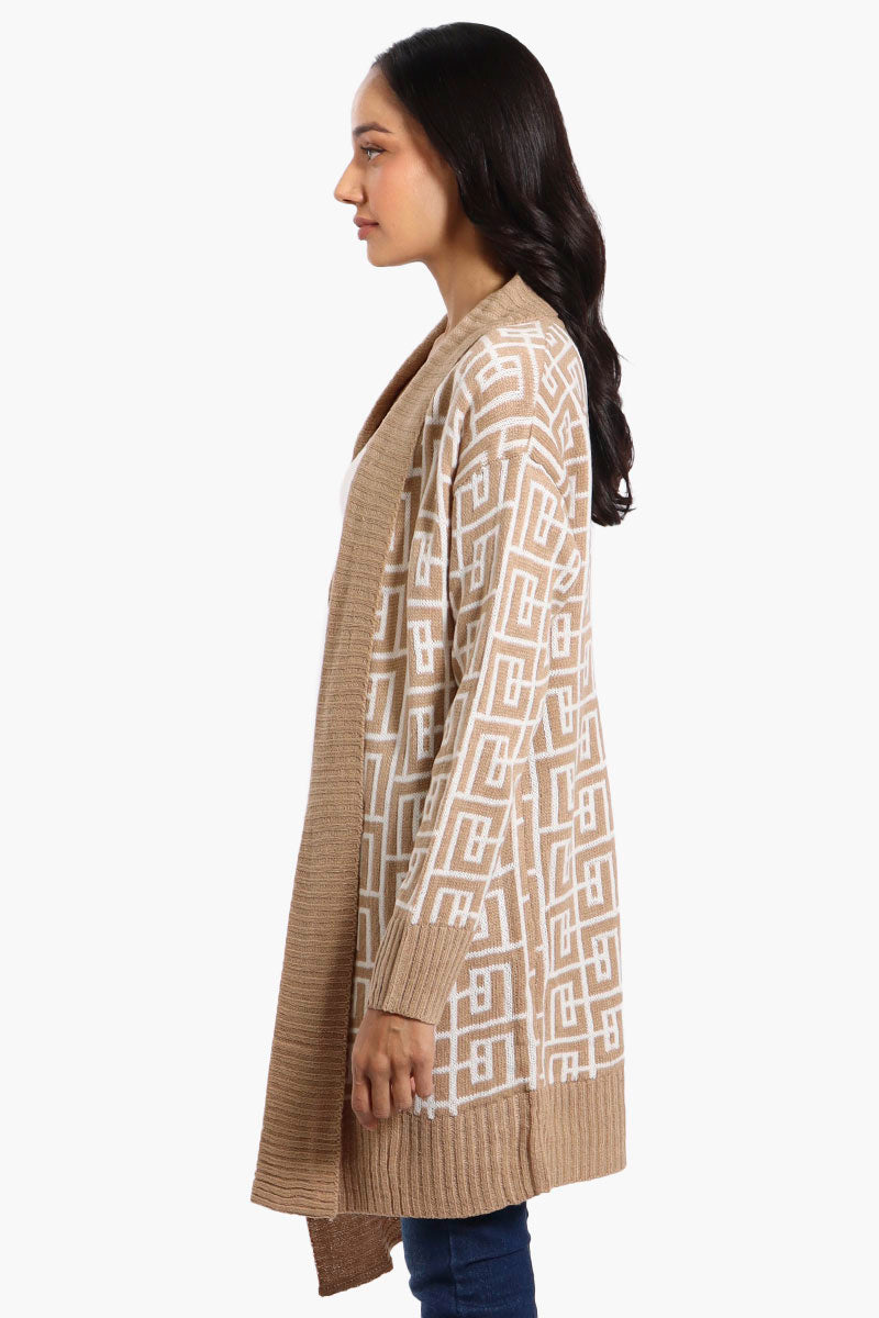 International INC Company Patterned Fold Over Wrap Cardigan - Beige - Womens Cardigans - Fairweather