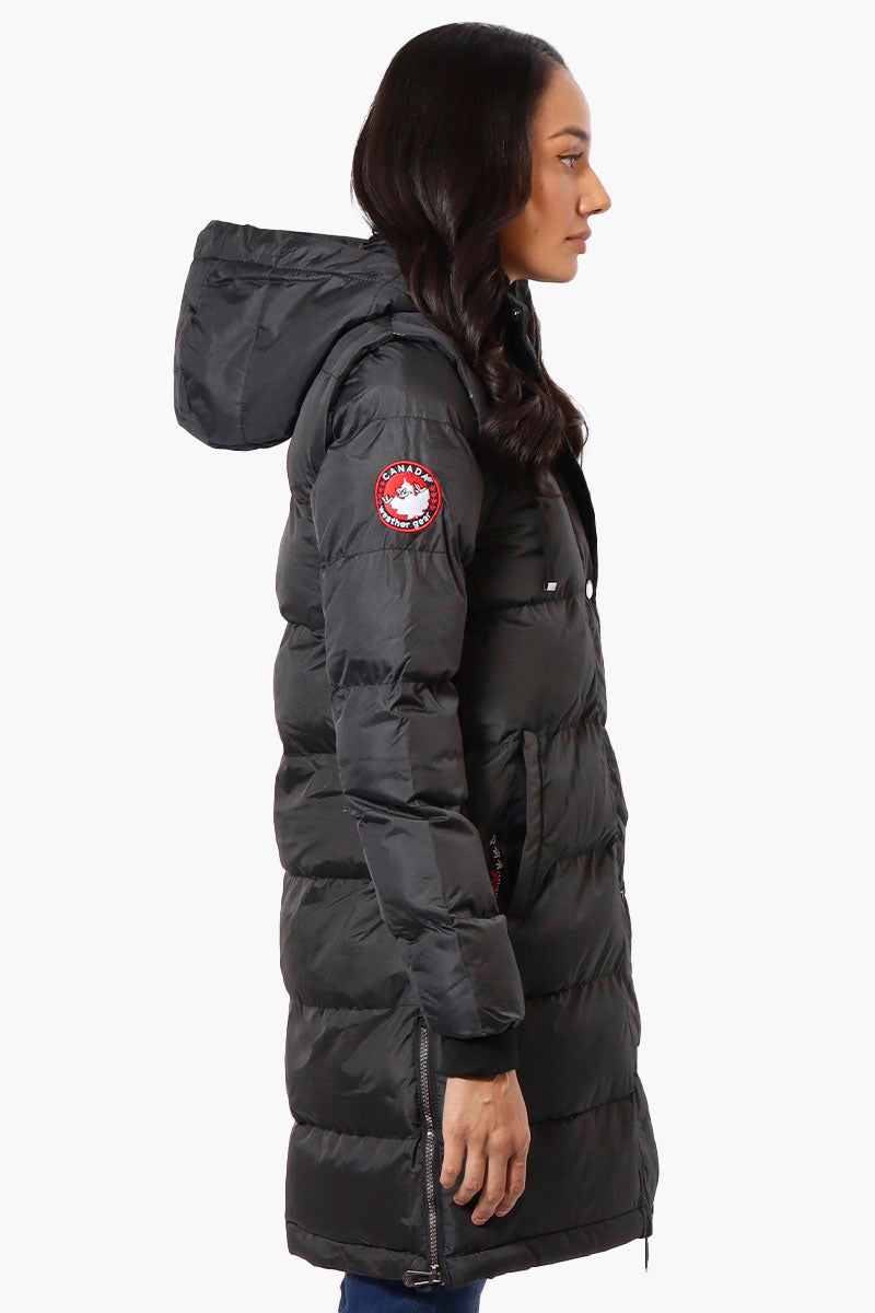 Canada Weather Gear Side Slit Puffer Parka Jacket - Black - Womens Parka Jackets - Fairweather