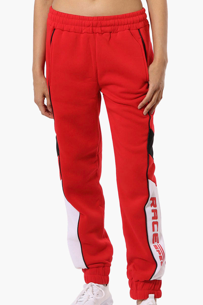 New Look Race Side Print Fleece Joggers - Red - Womens Joggers & Sweatpants - Fairweather