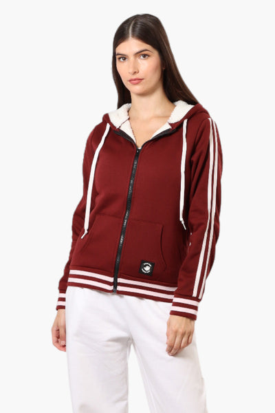 Canada Weather Gear Hooded Sherpa Lined Lightweight Jacket - Burgundy - Womens Lightweight Jackets - Fairweather