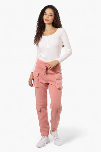 Fahrenheit Tie Waist 4 Pocket Cargo Joggers - Pink - Womens Joggers & Sweatpants - Fairweather