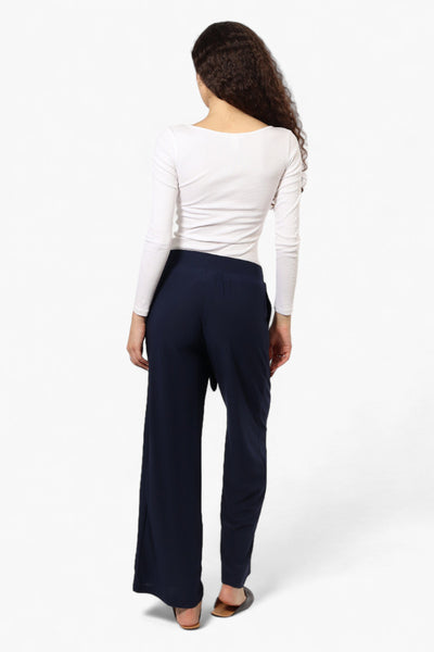 International INC Company Solid Belted Palazzo Pants - Navy - Womens Pants - Fairweather