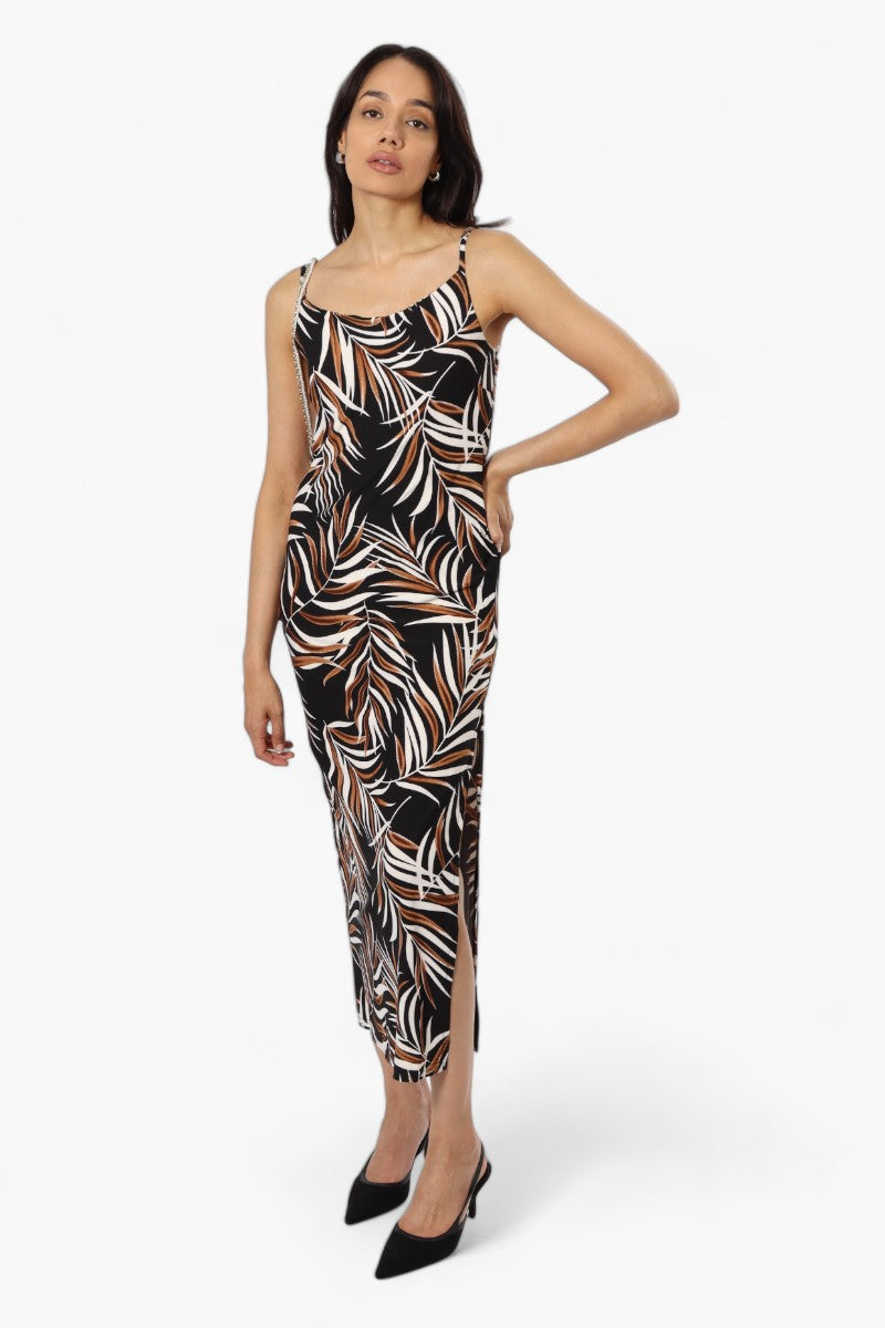 Majora Patterned Spaghetti Strap Maxi Dress - Black - Womens Maxi Dresses - Fairweather